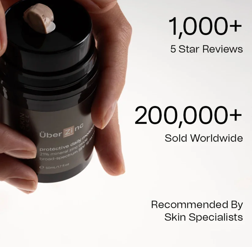 Synergie Skin UberZinc 50ml - 1000+ five star reviews, 200,000+ sold worldwide mineral SPF Australia