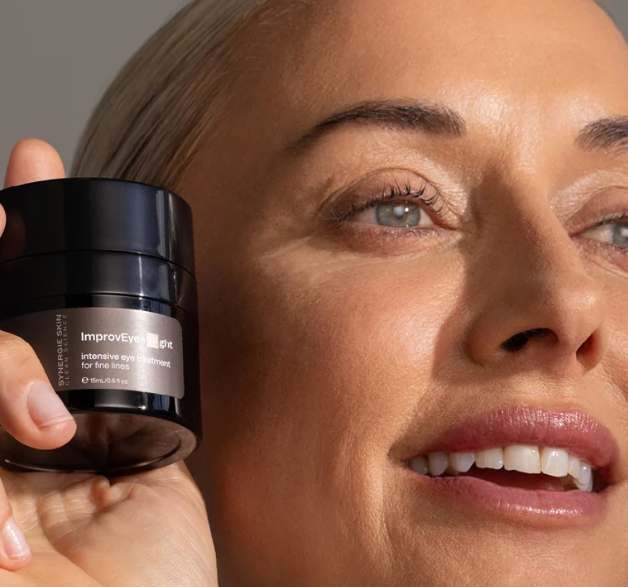 Mature woman with Synergie Skin ImprovEyes Night Eye Cream 15ml - anti-ageing eye treatment buy online Australia