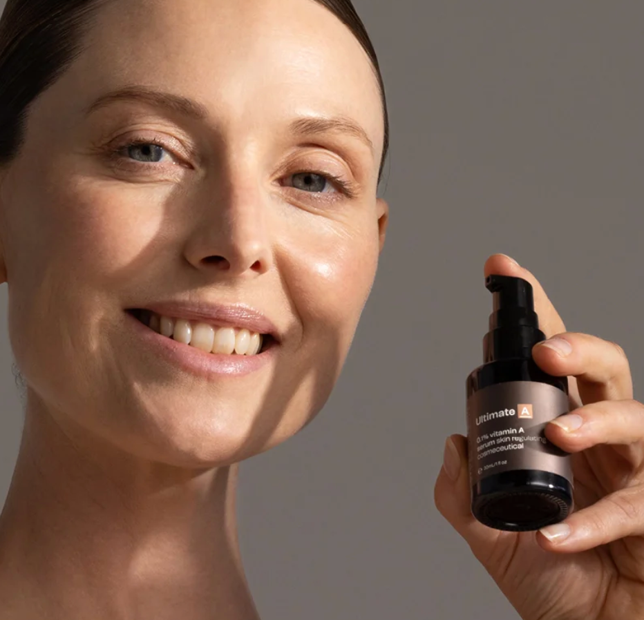 Woman with Synergie Skin Ultimate A Retinol Night Serum - vitamin A serum for skin renewal buy online Australia
