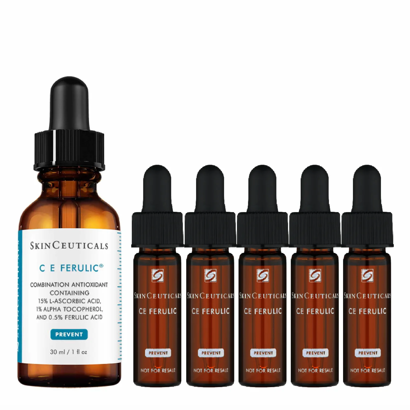 SkinCeuticals C E Ferulic vitamin C serum bundle - one 30ml bottle with five 4ml travel sizes