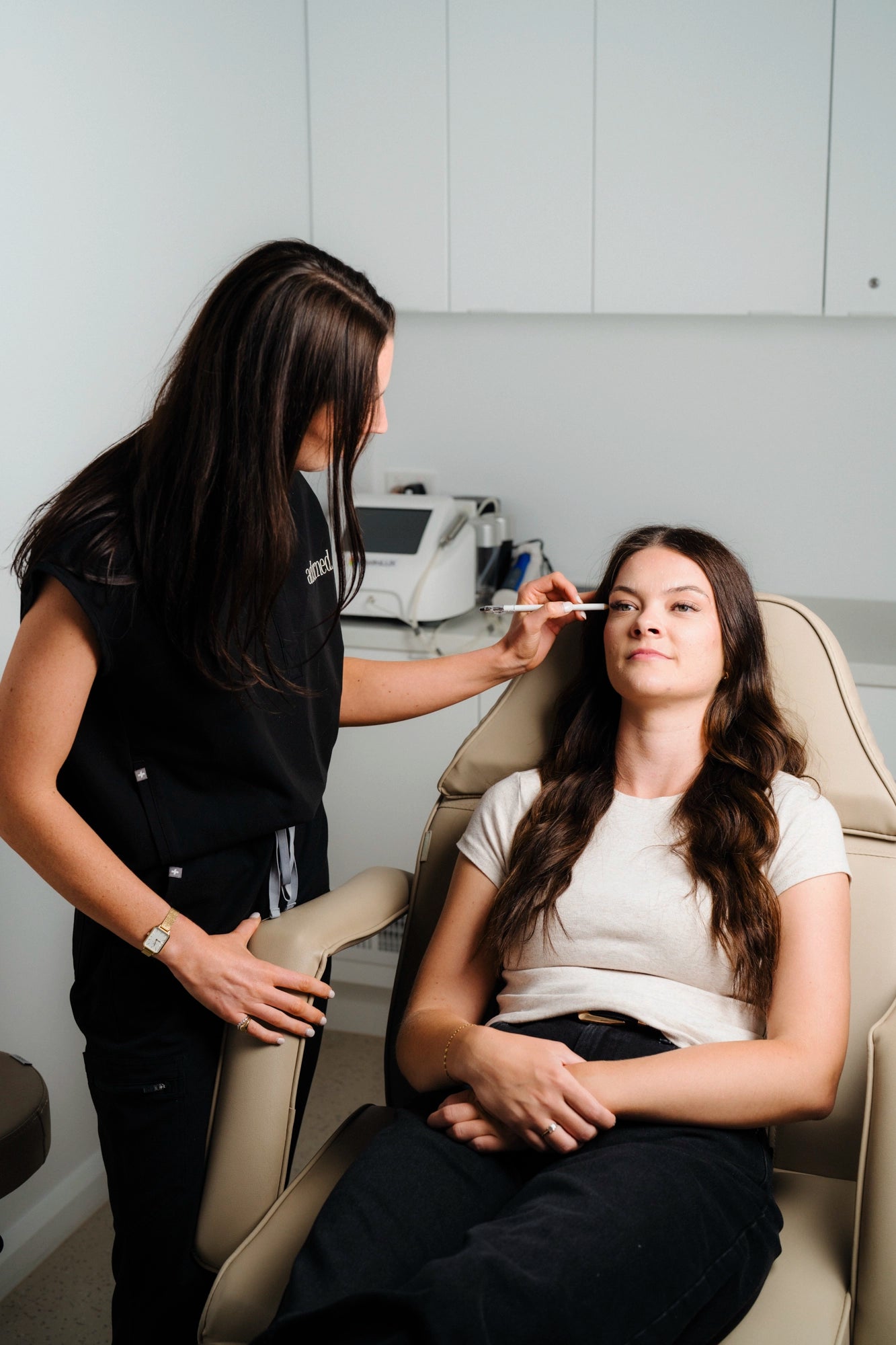 Facial proportion mapping with clinician